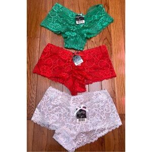 Mamia Women's Lace Panties - Green, Red, White